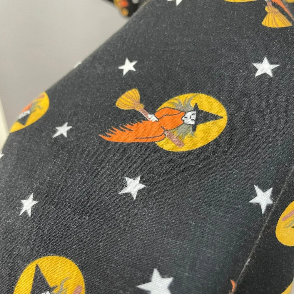 Vintage Halloween Costume‎ Witch Dress Child Black Retro Handmade Stars Unique
